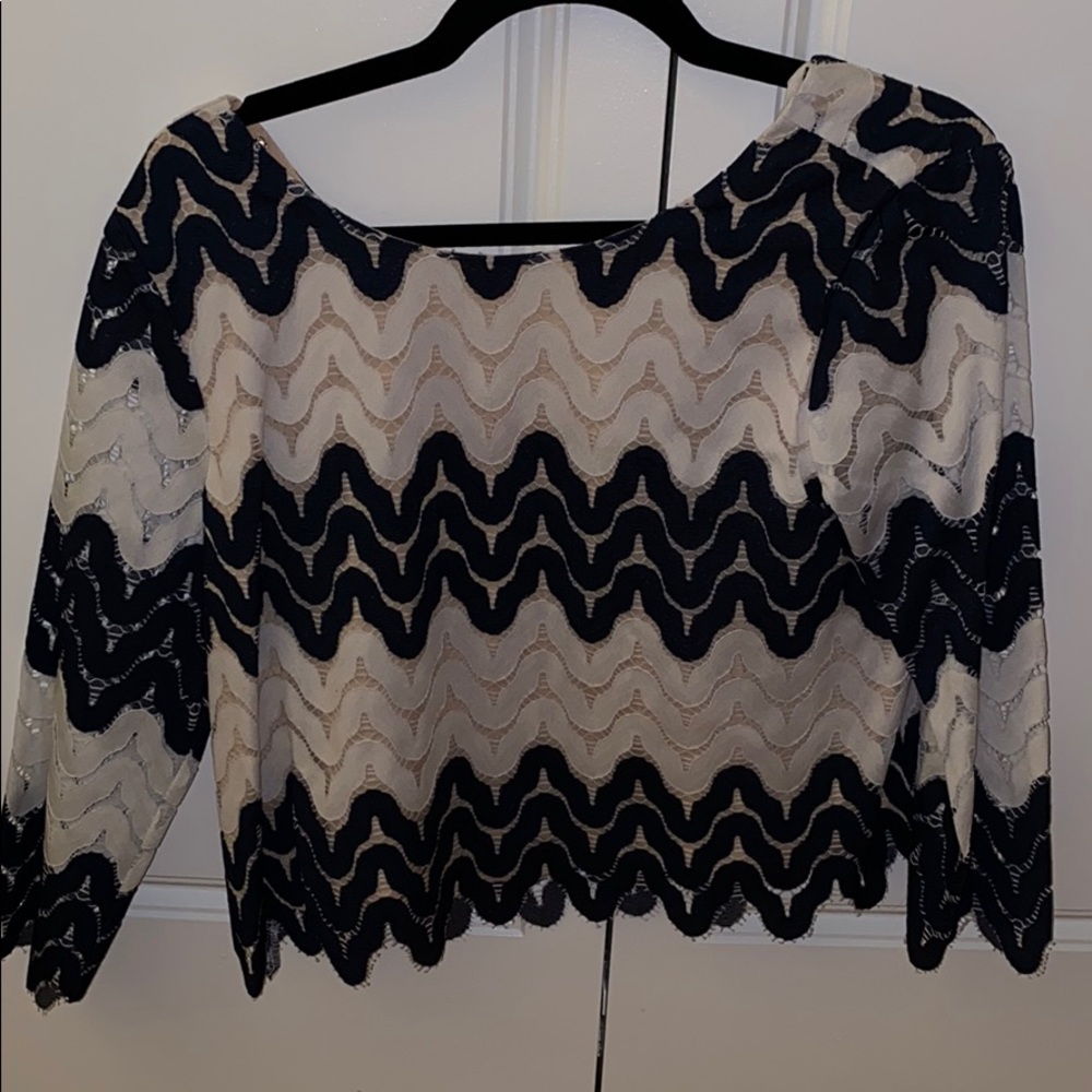 Navy and white BCBG top
